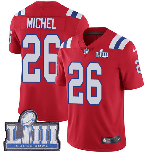 Men New England Patriots #26 Michel red Nike Vapor Untouchable Limited 2019 Super Bowl LIII NFL Jerseys->women nfl jersey->Women Jersey